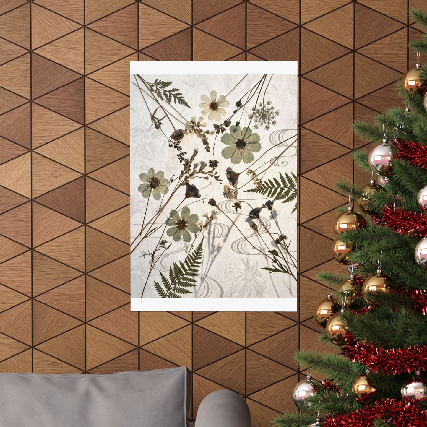Kanso Dried Flowers Wall Art Print - Japandi Japanese Pattern