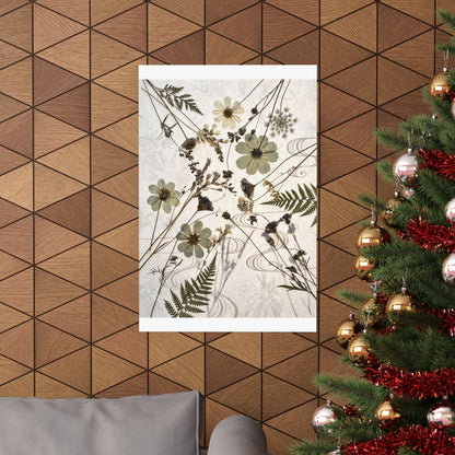 Kanso Dried Flowers Wall Art Print - Japandi Japanese Pattern