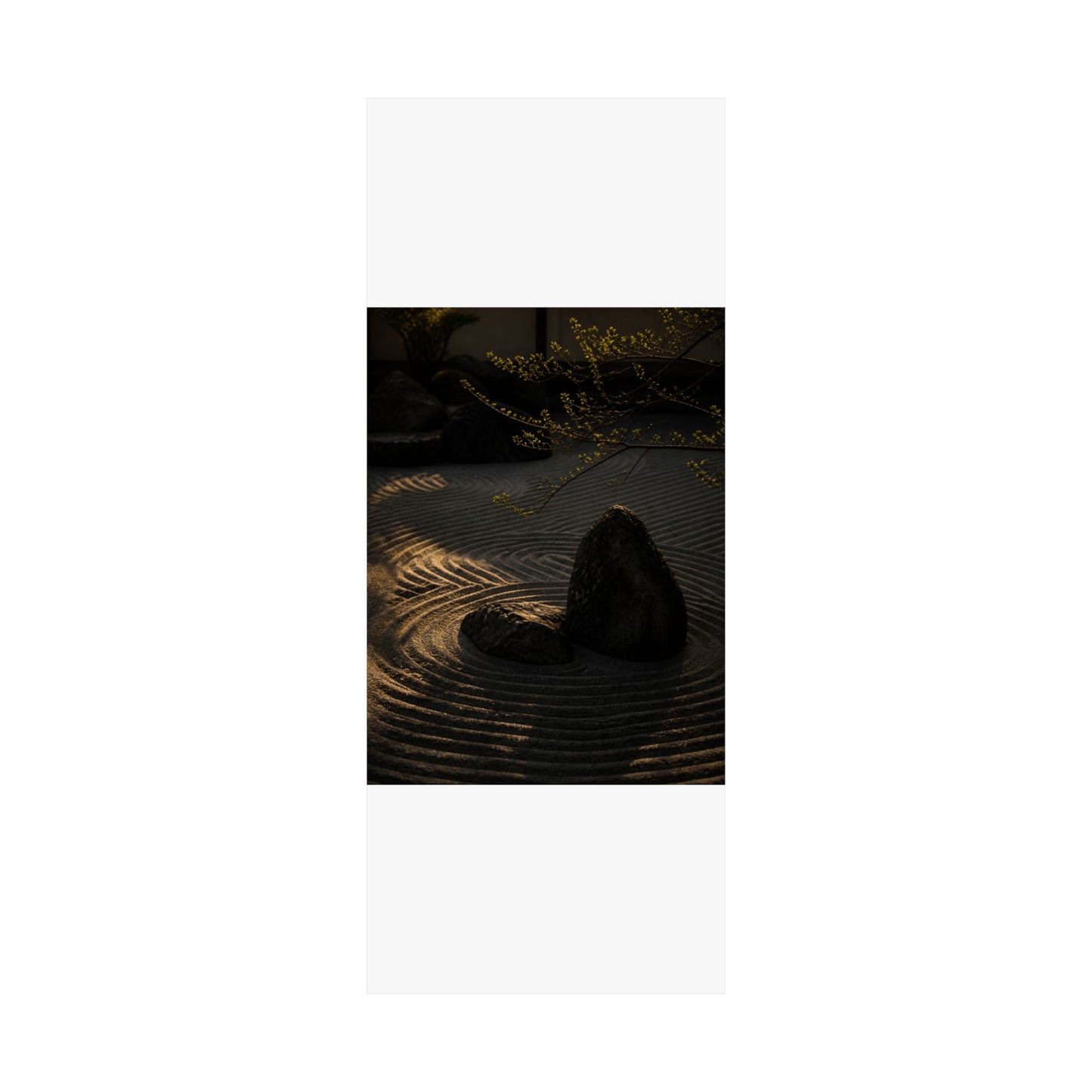 Golden Hour Rock Garden Wall Art Print - Dark Japandi Ma