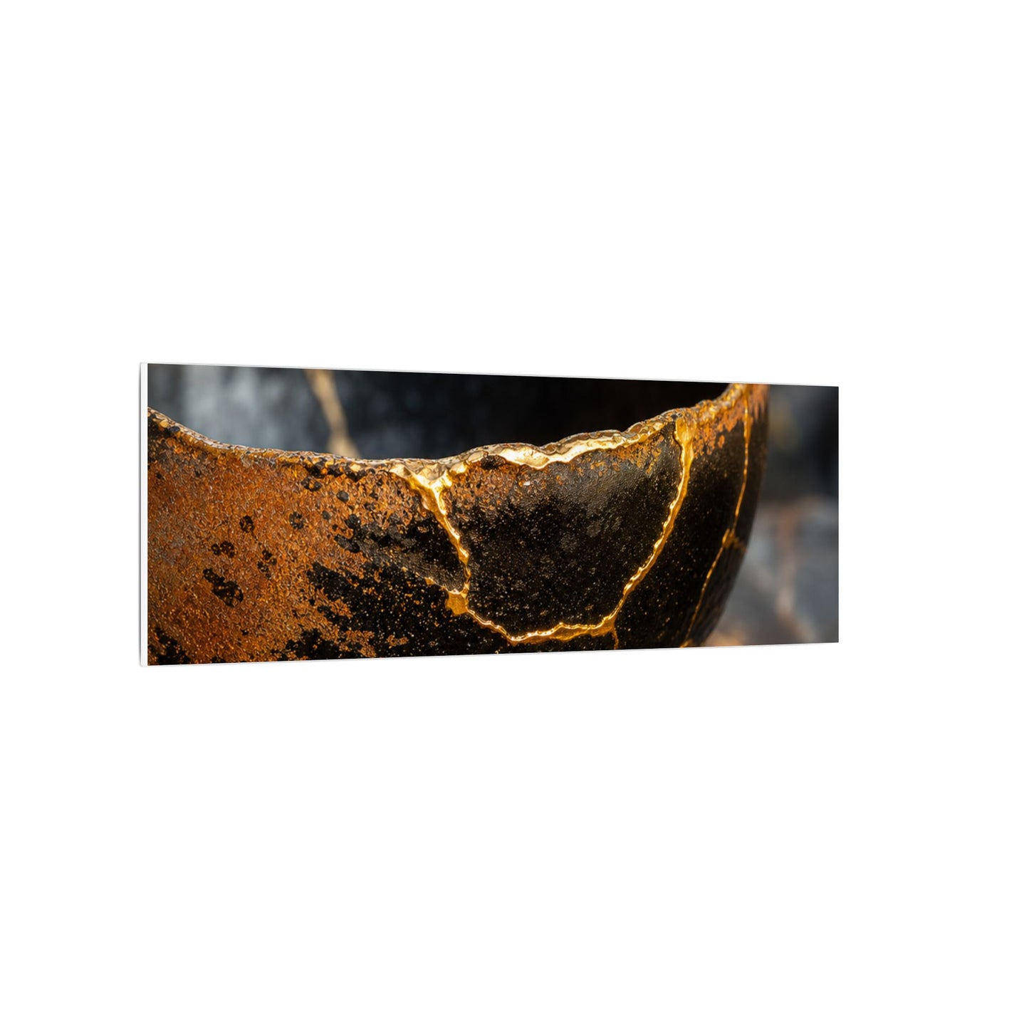 Kintsugi Ceramic Bowl in Golden Hour | Gold Vein Canvas Art
