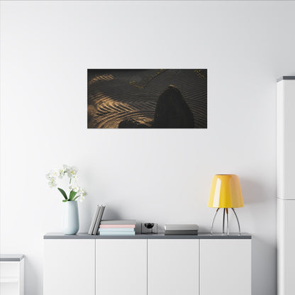 Ma Rock Garden Canvas Art - Dark Japandi Shadow Zen