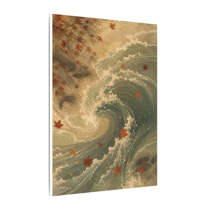 Japandi Ocean Wave in Candlelight | Japanese Pattern Canvas Art
