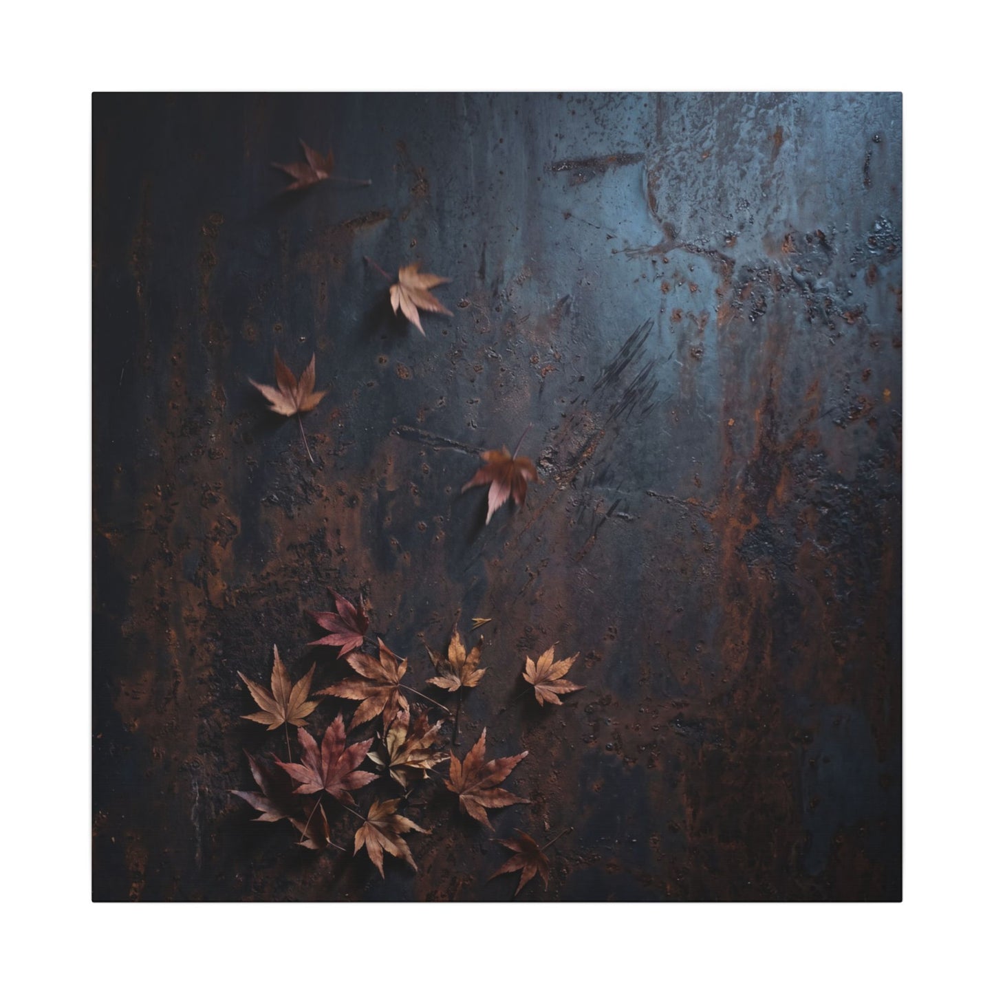 Moonlight Rust Patina Canvas Art - Dark Japandi Mono No Aware
