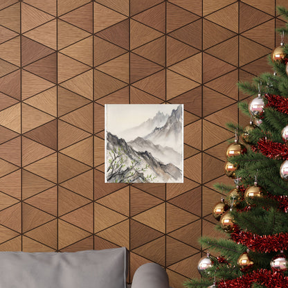 Mountain Mist Spring Wall Art Print | Japandi Elegant Design