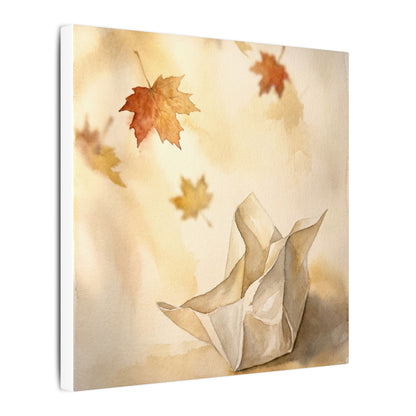 Japandi Paper Fold in Golden Hour | Watercolor Canvas Art