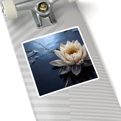 Lotus Flower Sticker | Winter Kintsugi Gold Vein Art