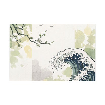 Spring Ocean Wave Ukiyo E Inspired Canvas Art | Serene Decor