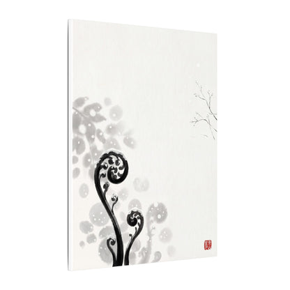 Winter Fern Unfurling Ukiyo E Inspired Canvas Art | Peaceful Decor