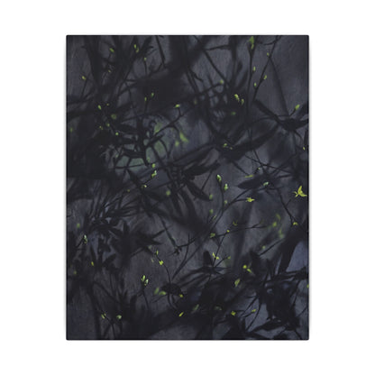 Shadow Play Spring Canvas Art | Dark Japandi Atmospheric Design