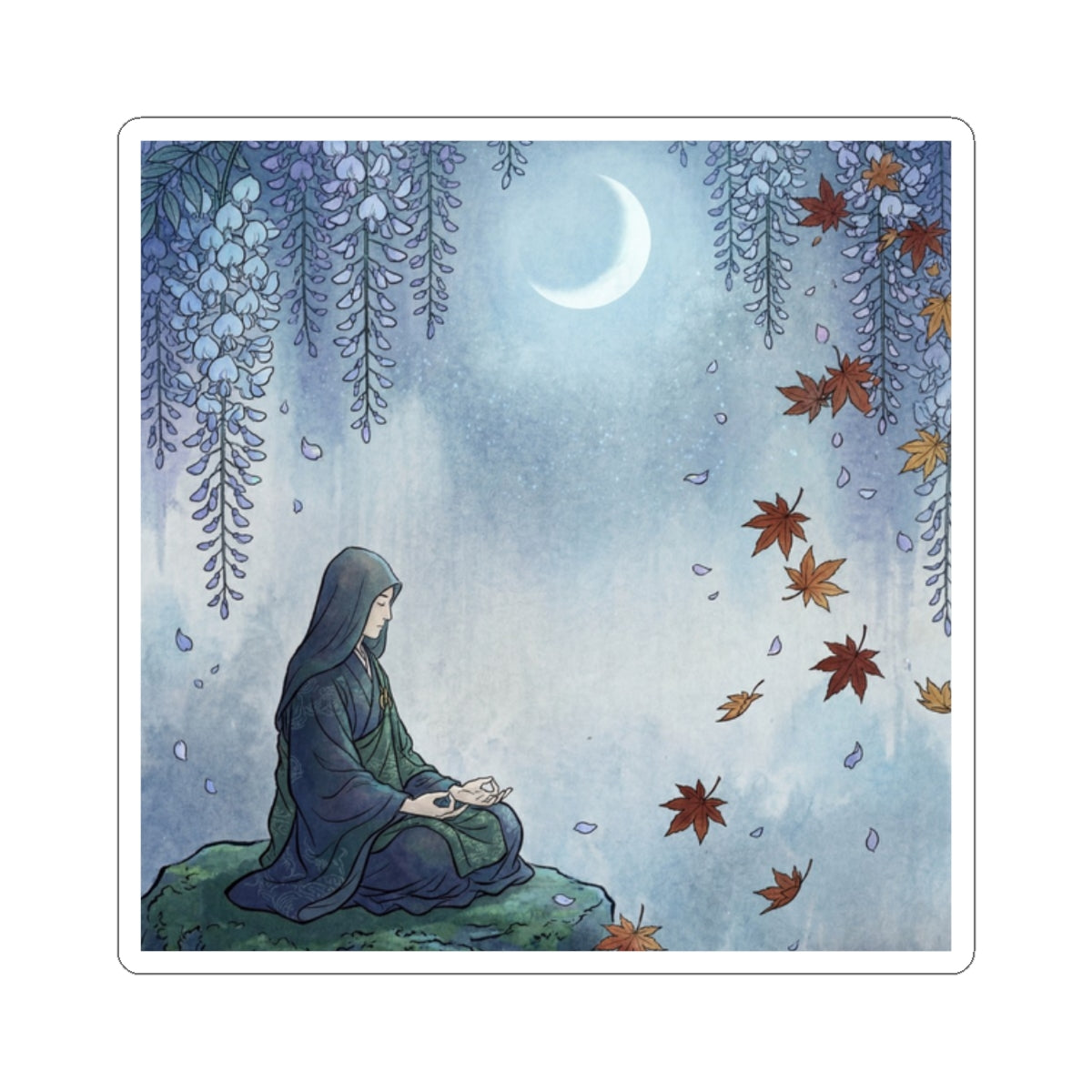 Wisteria Autumn Sticker | Zen Calm Design Art Print