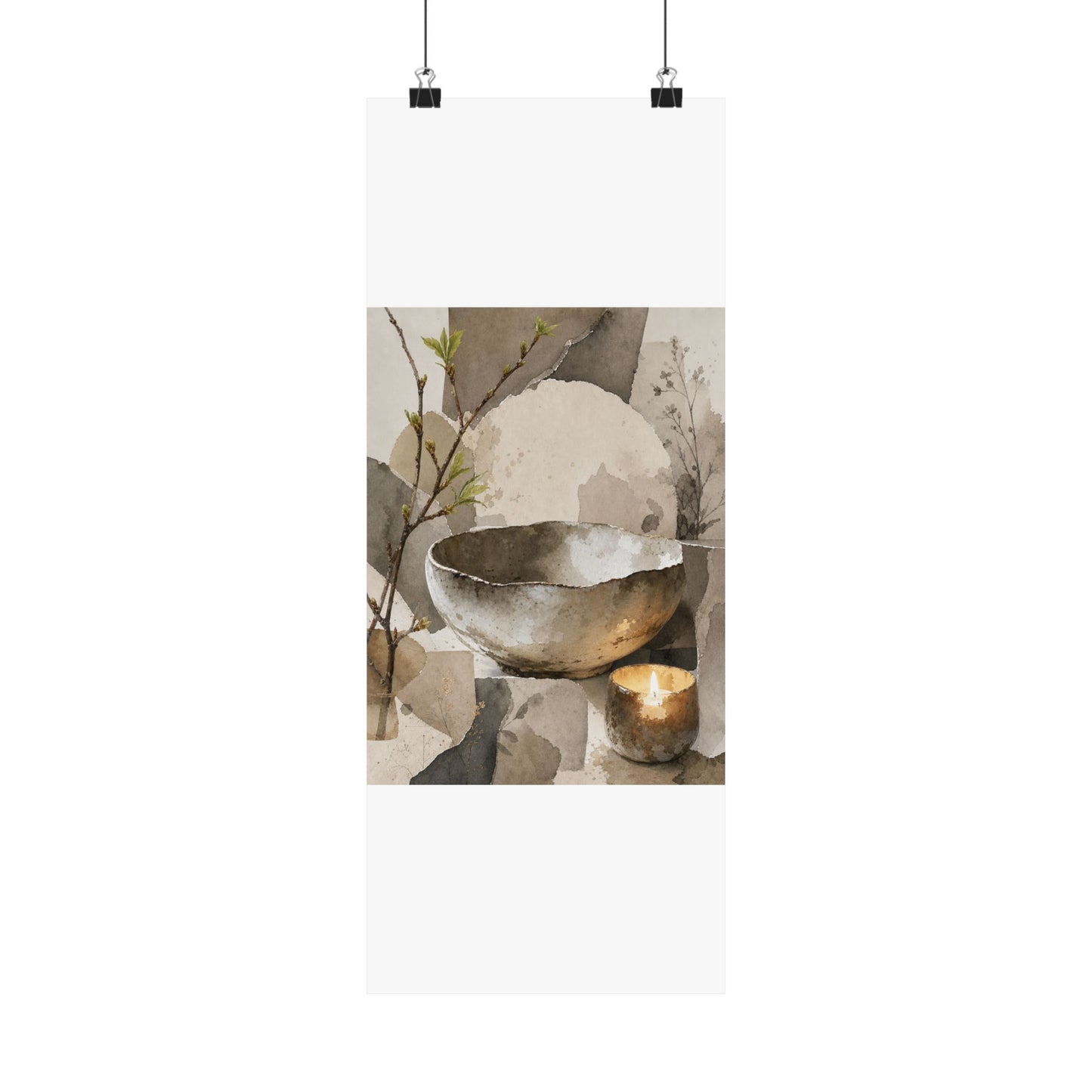 Candlelight Ceramic Bowl Wall Art Print - Japandi Fukinsei