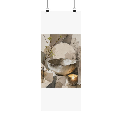 Candlelight Ceramic Bowl Wall Art Print - Japandi Fukinsei