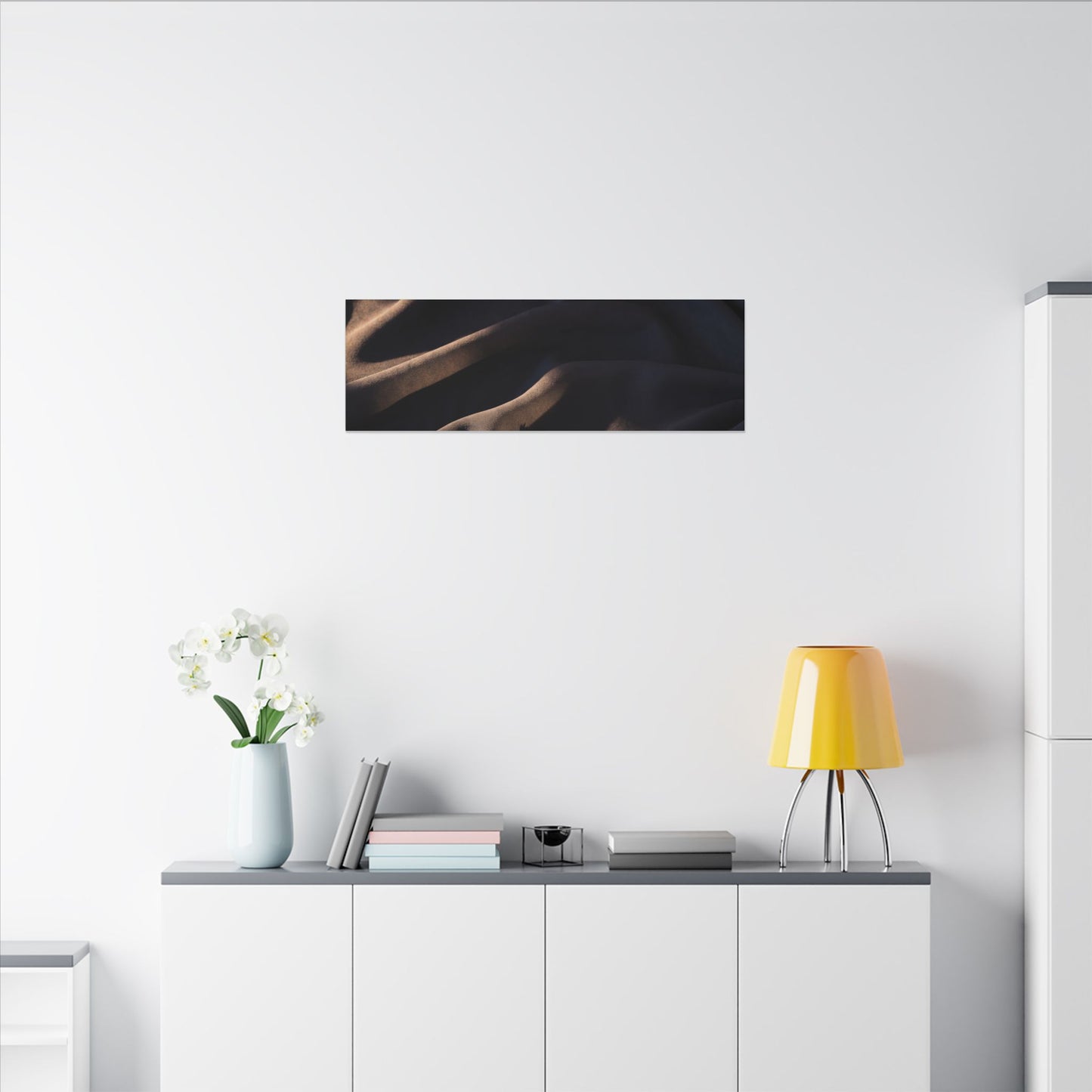 Silk Drape Shadow Zen Canvas Art | Luxurious Dark Japandi Art