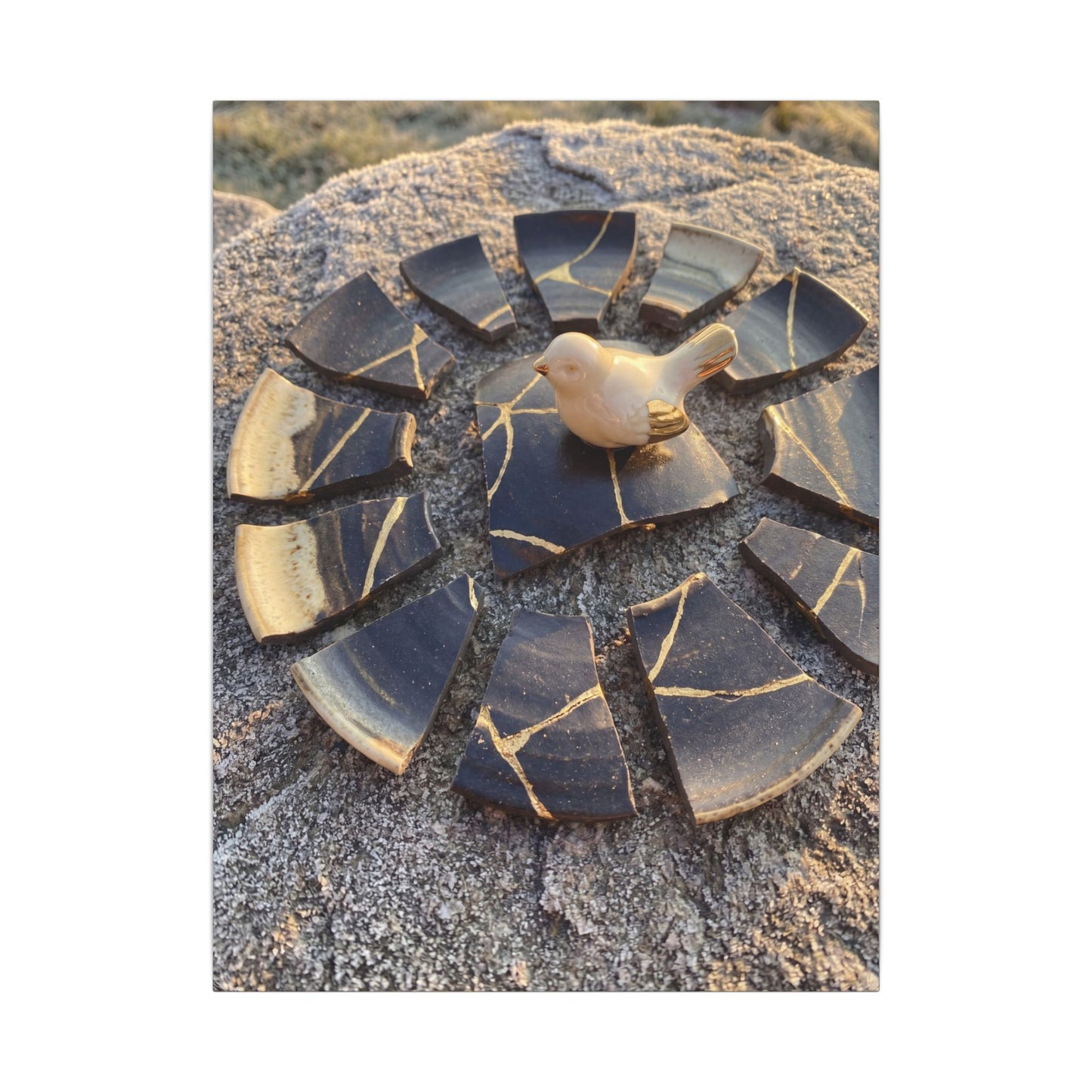 Golden Hour Broken Pottery Canvas Art - Kintsugi Datsuzoku