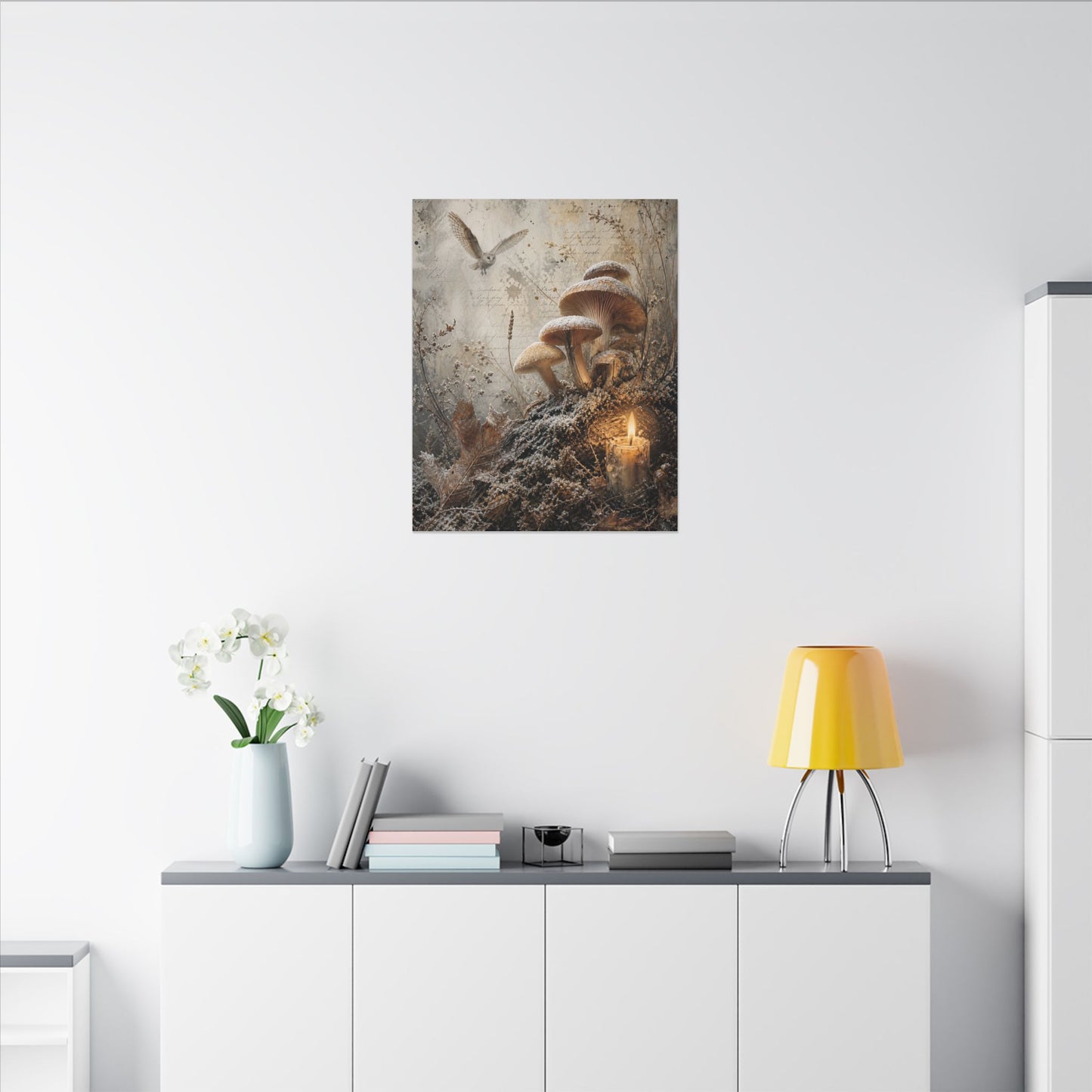 Wild Mushrooms Texture Canvas Art | Elegant Japandi Art