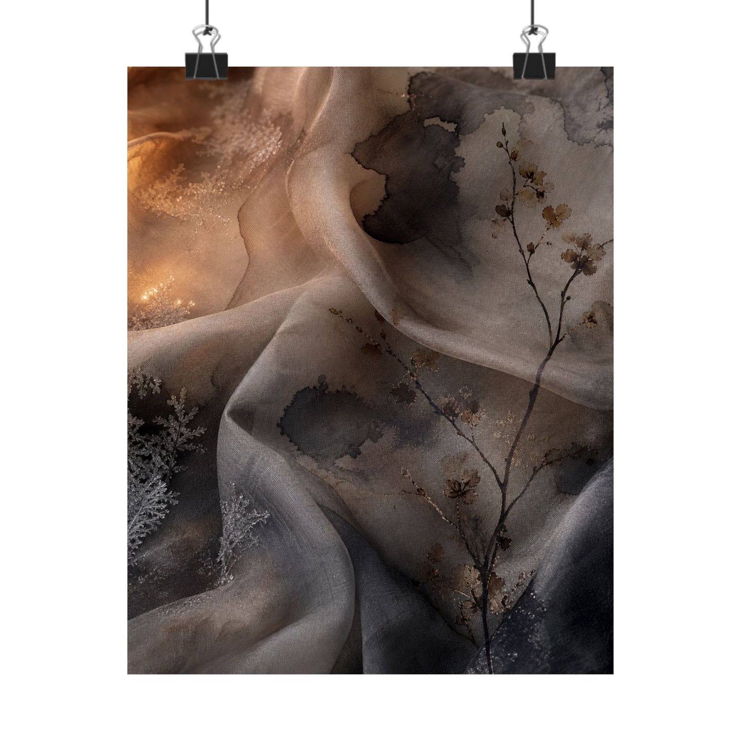 Candlelight Silk Drape Wall Art Print - Japandi Kanso