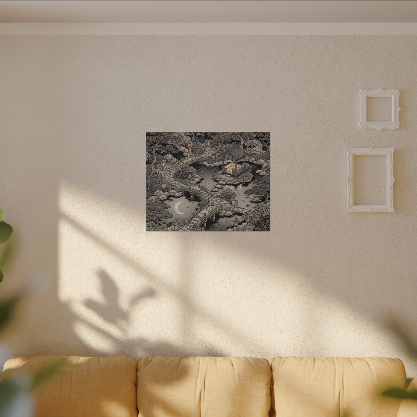 Moonlit Garden Ukiyo E Inspired Canvas Art | Serene Zen Art