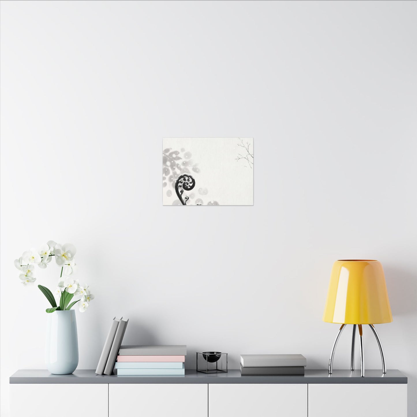 Winter Fern Unfurling Ukiyo E Inspired Canvas Art | Peaceful Decor