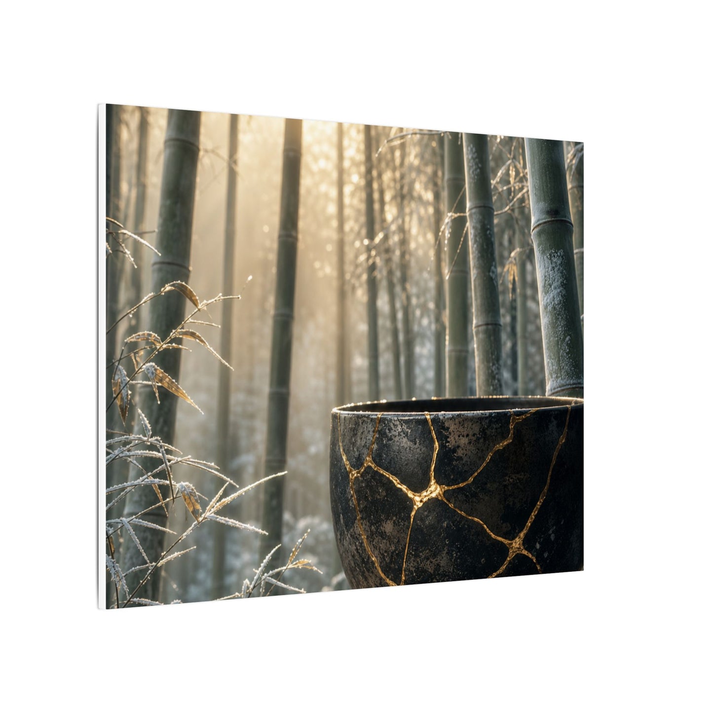 Fukinsei Bamboo Grove Canvas Art - Kintsugi Gold Repair