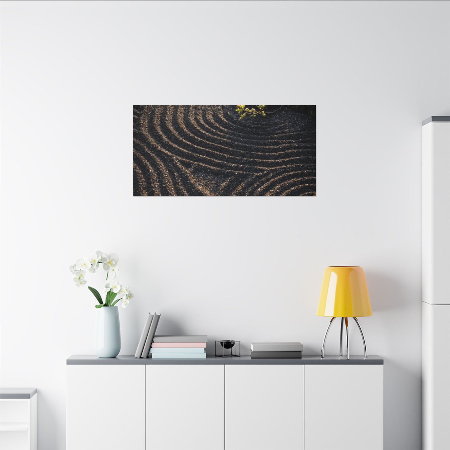 Spring Rock Garden Shadow Zen Canvas Art | Atmospheric Decor