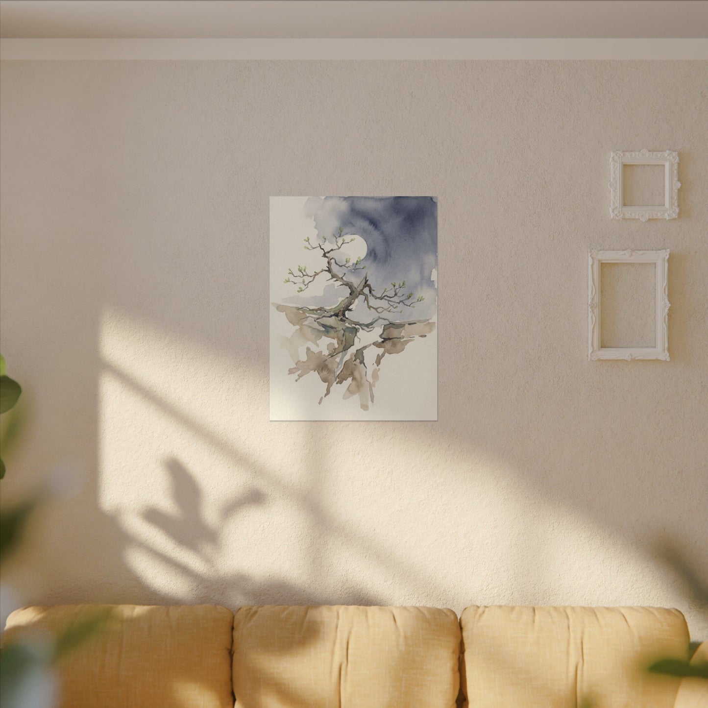Moonlight Pine Tree Canvas Art - Japandi Ma