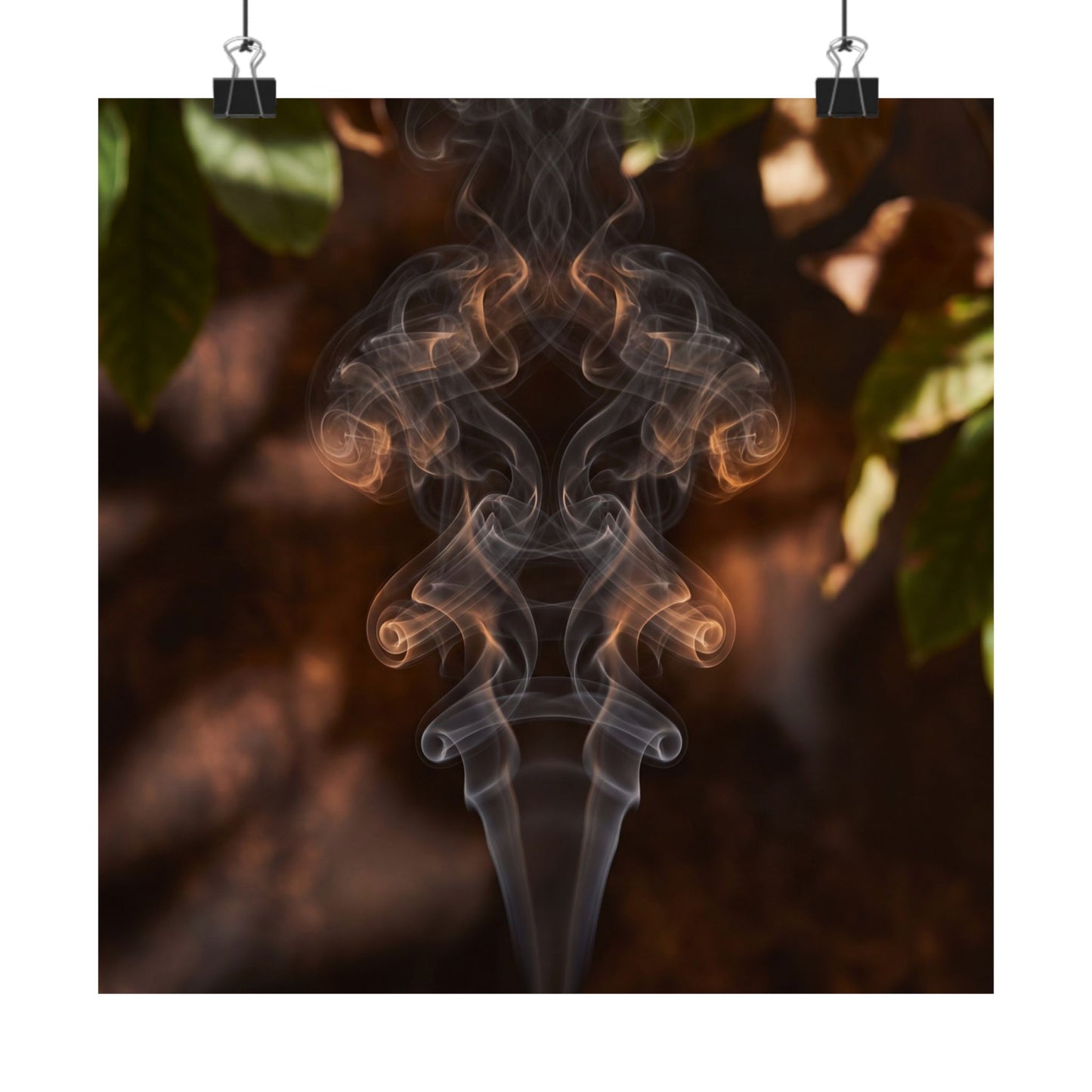 Dark Japandi Incense Smoke in Dappled | Shadow Zen Wall Art Print