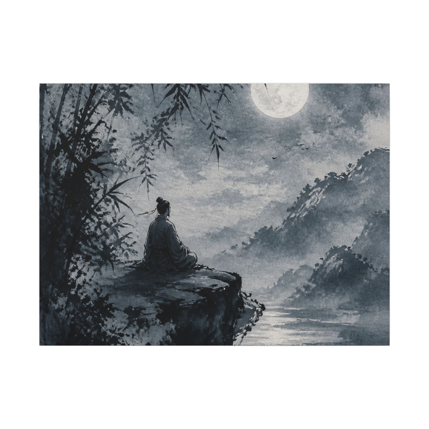 Ink Brushstroke Sumi E Canvas Art | Serene Zen Art