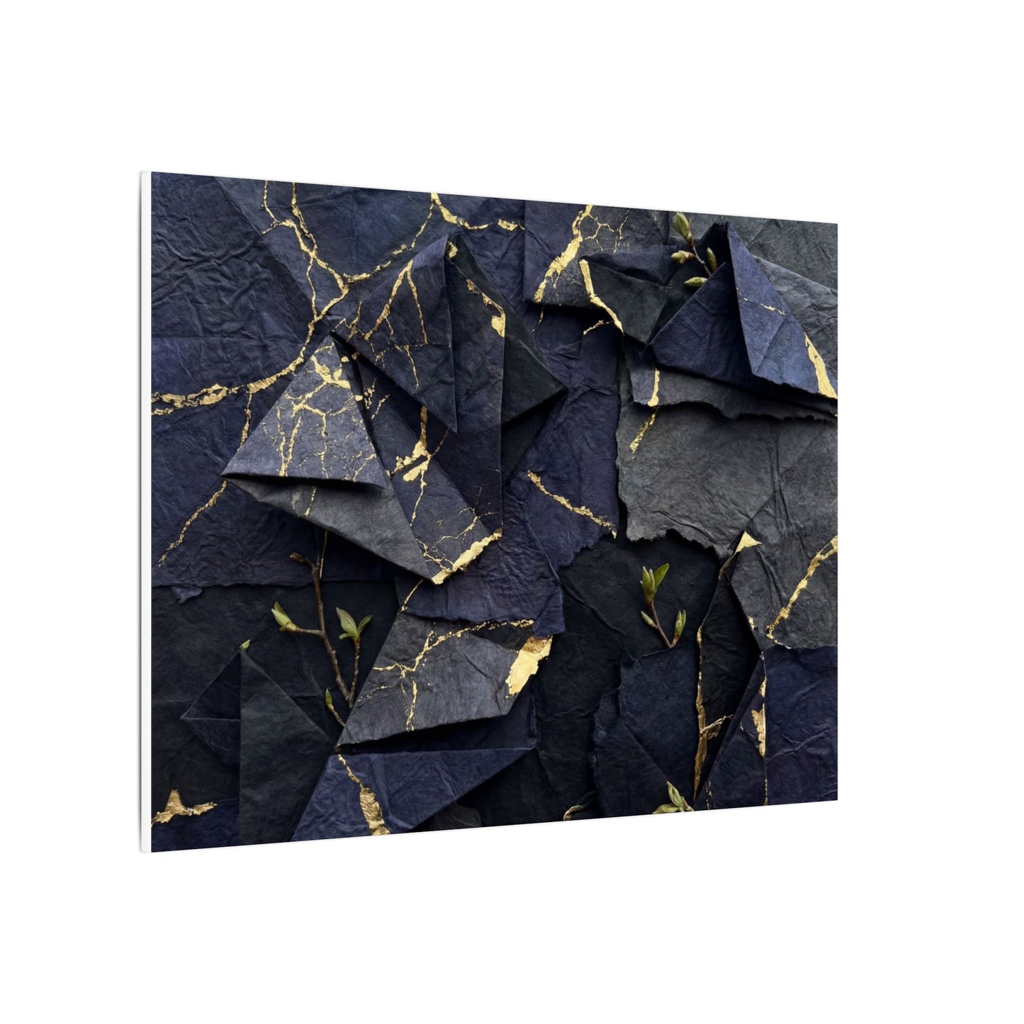 Beautiful Paper Fold Canvas Art - Crackle Gold Kintsugi