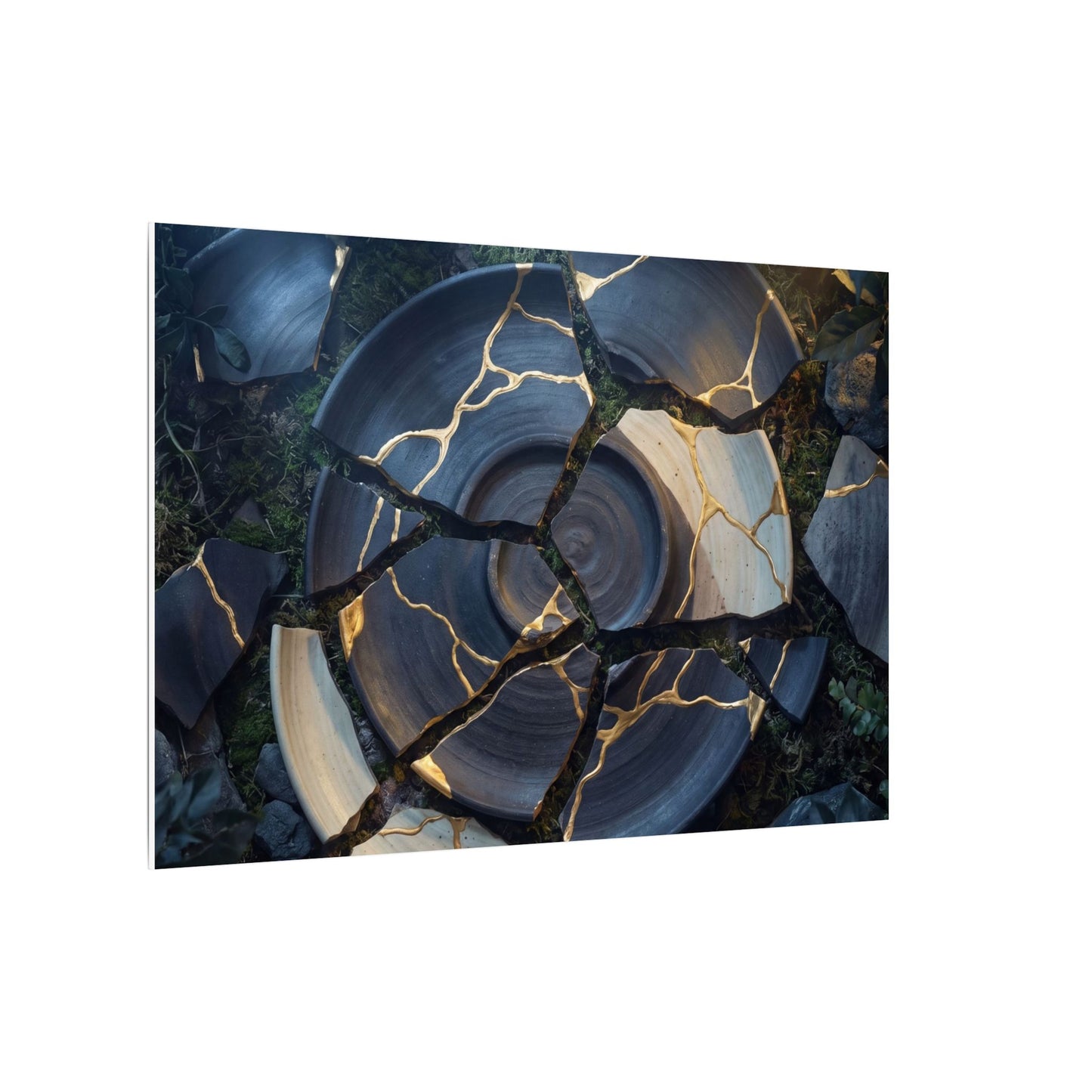 Resilient Broken Pottery Canvas Art - Gold Vein Kintsugi