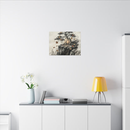 Pine Tree Autumn Canvas Art | Japandi Earthy Design