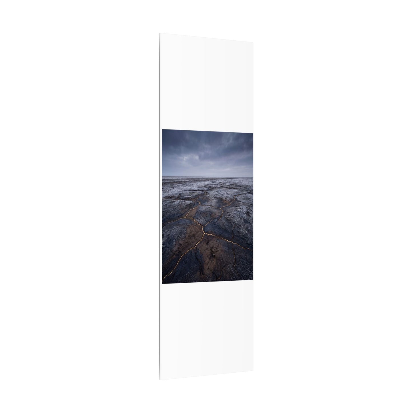 Dark Japandi Cracked Earth in Overcast | Dark Texture Canvas Art