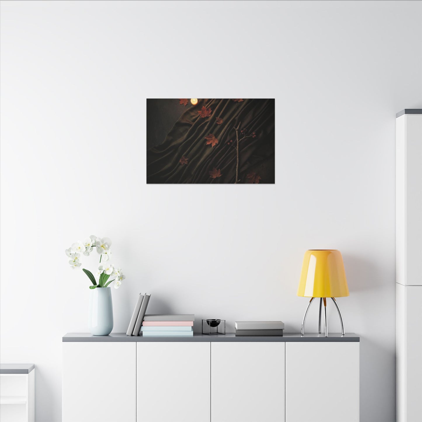 Autumn Silk Drape Moody Minimal Canvas Art | Moody Decor