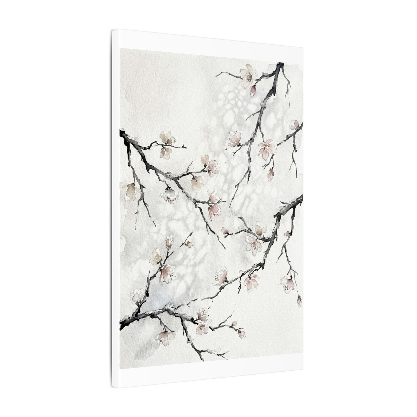 Cherry Blossom Canvas Art | Winter Japandi Watercolor Art
