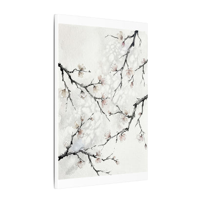 Cherry Blossom Canvas Art | Winter Japandi Watercolor Art
