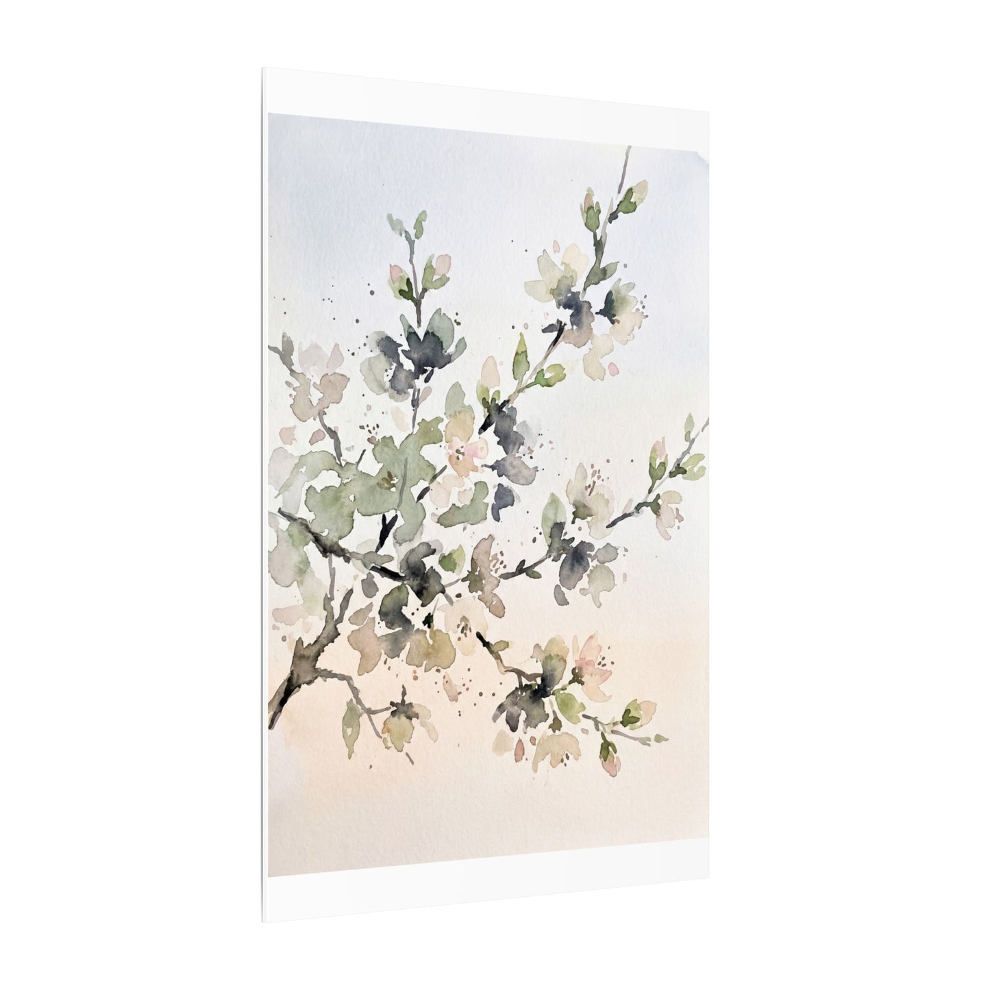 Cherry Blossom Watercolor Canvas Art | Elegant Japandi Art