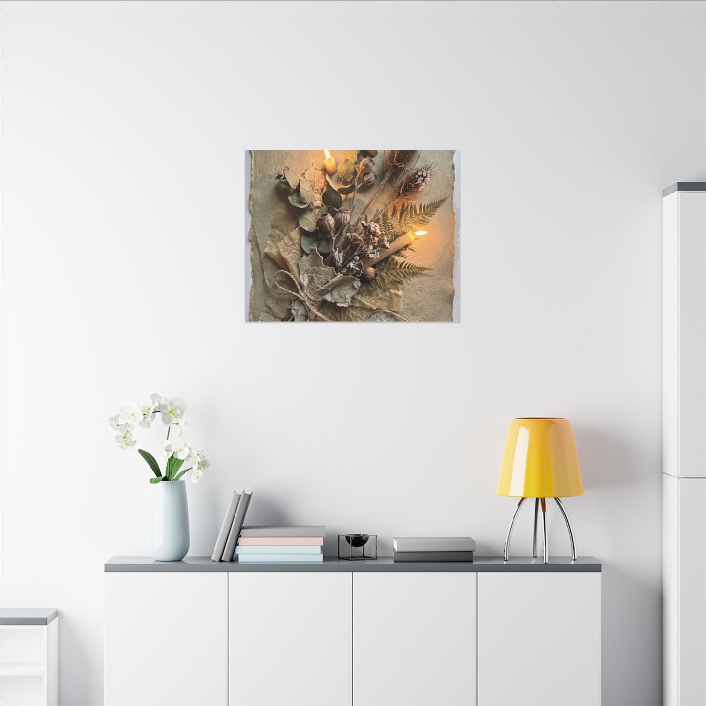 Dried Flowers Texture Canvas Art | Warm Japandi Art