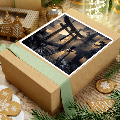 Torii Gate Moody Minimal Sticker | Sophisticated Dark Japandi Art