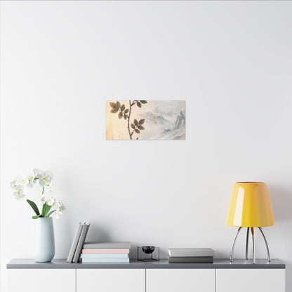 Winter Mountain Mist Herbarium Canvas Art | Earthy Decor