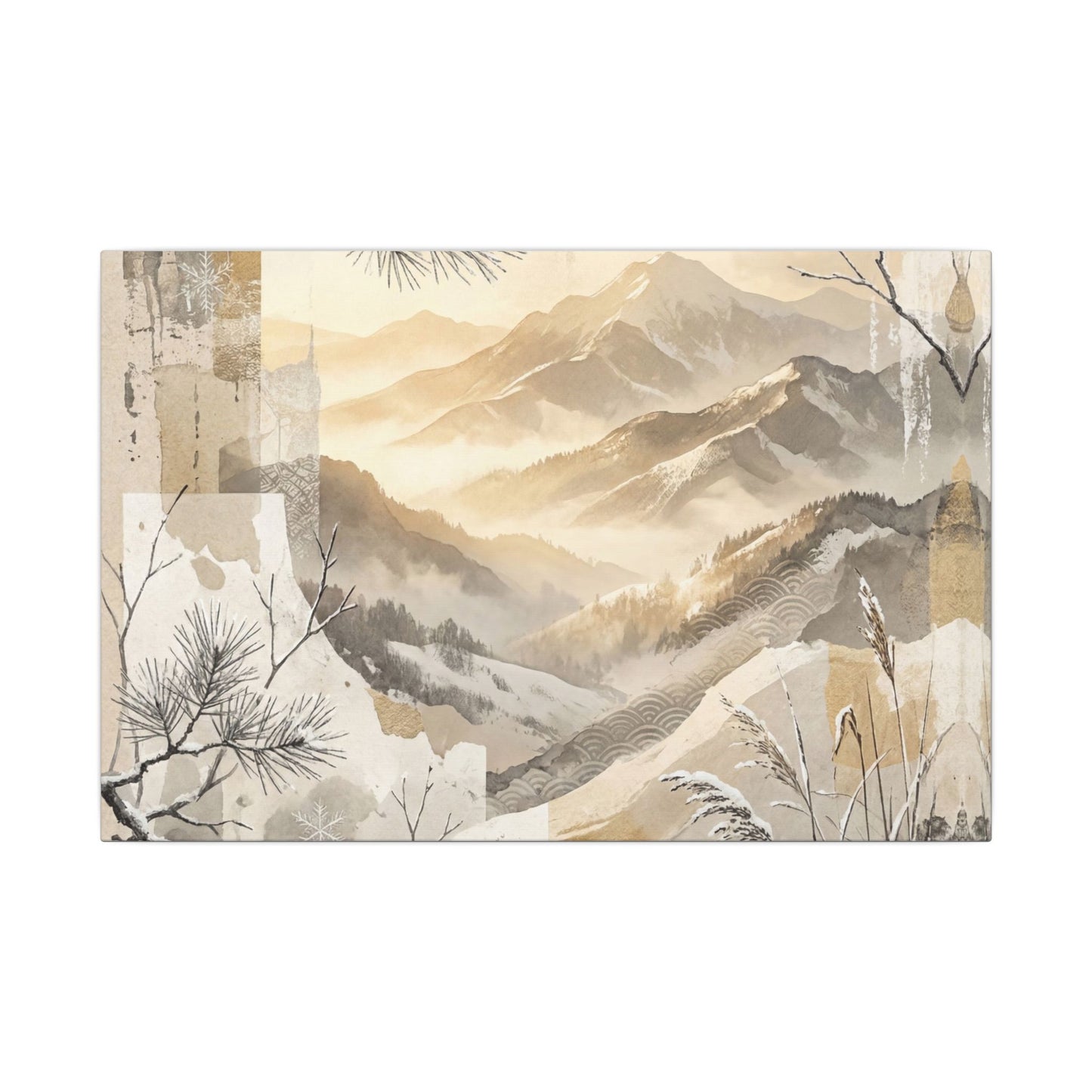 Shibui Mountain Mist Canvas Art - Japandi Japanese Pattern