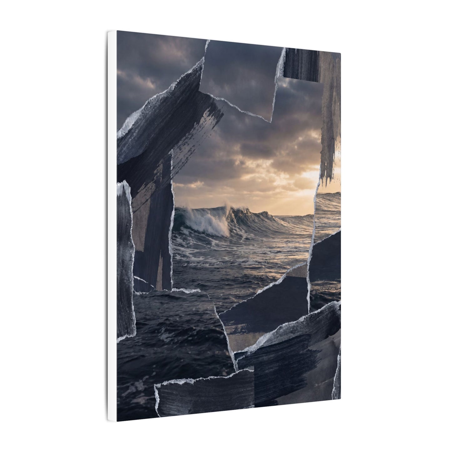 Fukinsei Ocean Wave Canvas Art - Dark Japandi Shadow Zen