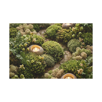 Moss Close Up Japanese Pattern Canvas Art | Neutral Japandi Art Art Print