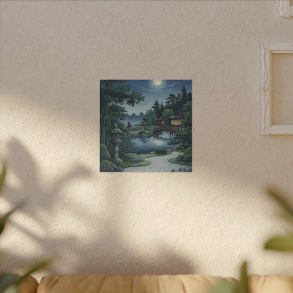 Summer Moonlit Garden Ukiyo E Inspired Canvas Art | Serene Decor