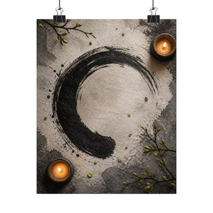 Peaceful Ink Brushstroke Wall Art Print - Enso Zen