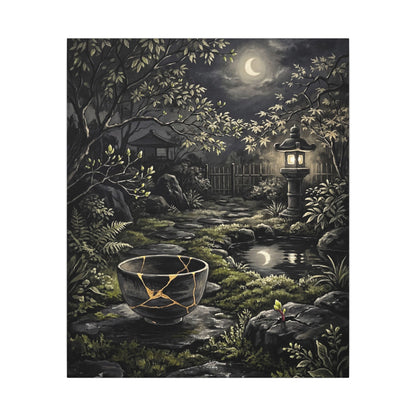 Kintsugi Moonlit Garden in Dappled | Gold Repair Canvas Art
