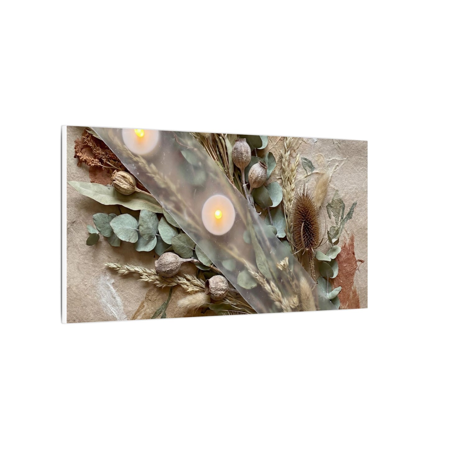Candlelight Dried Flowers Canvas Art - Japandi Kanso