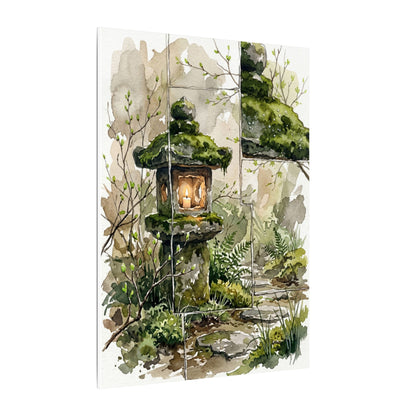 Stone Lantern Watercolor Canvas Art | Elegant Japandi Art
