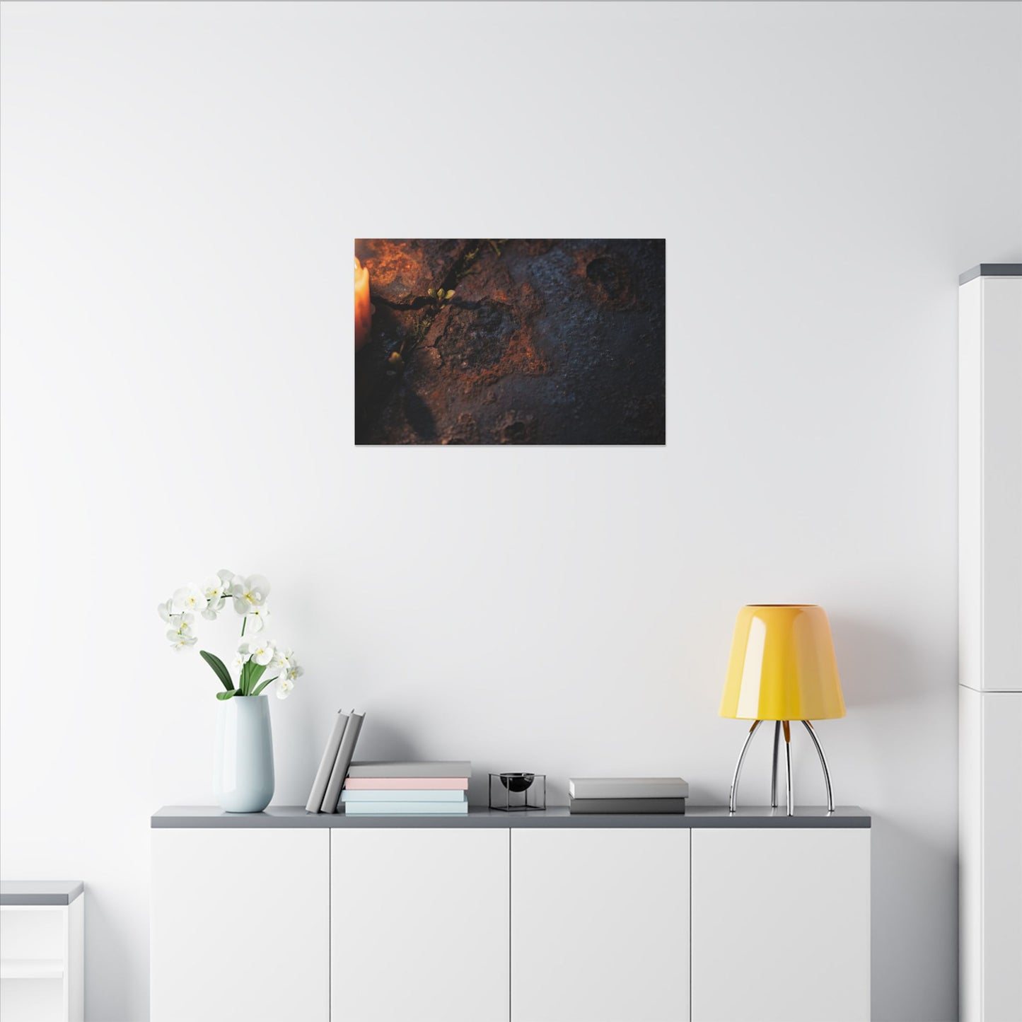 Candlelight Rust Patina Canvas Art - Dark Japandi Ma