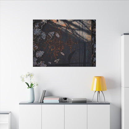 Shibui Rust Patina Canvas Art - Dark Japandi Charcoal Ink