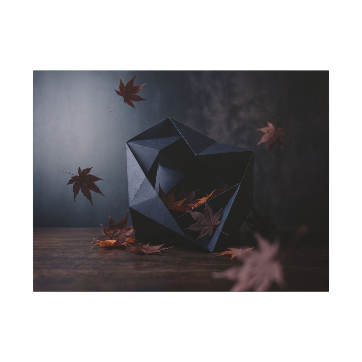Dark Japandi Paper Fold in Dawn | Shadow Zen Canvas Art