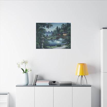 Summer Moonlit Garden Ukiyo E Inspired Canvas Art | Serene Decor